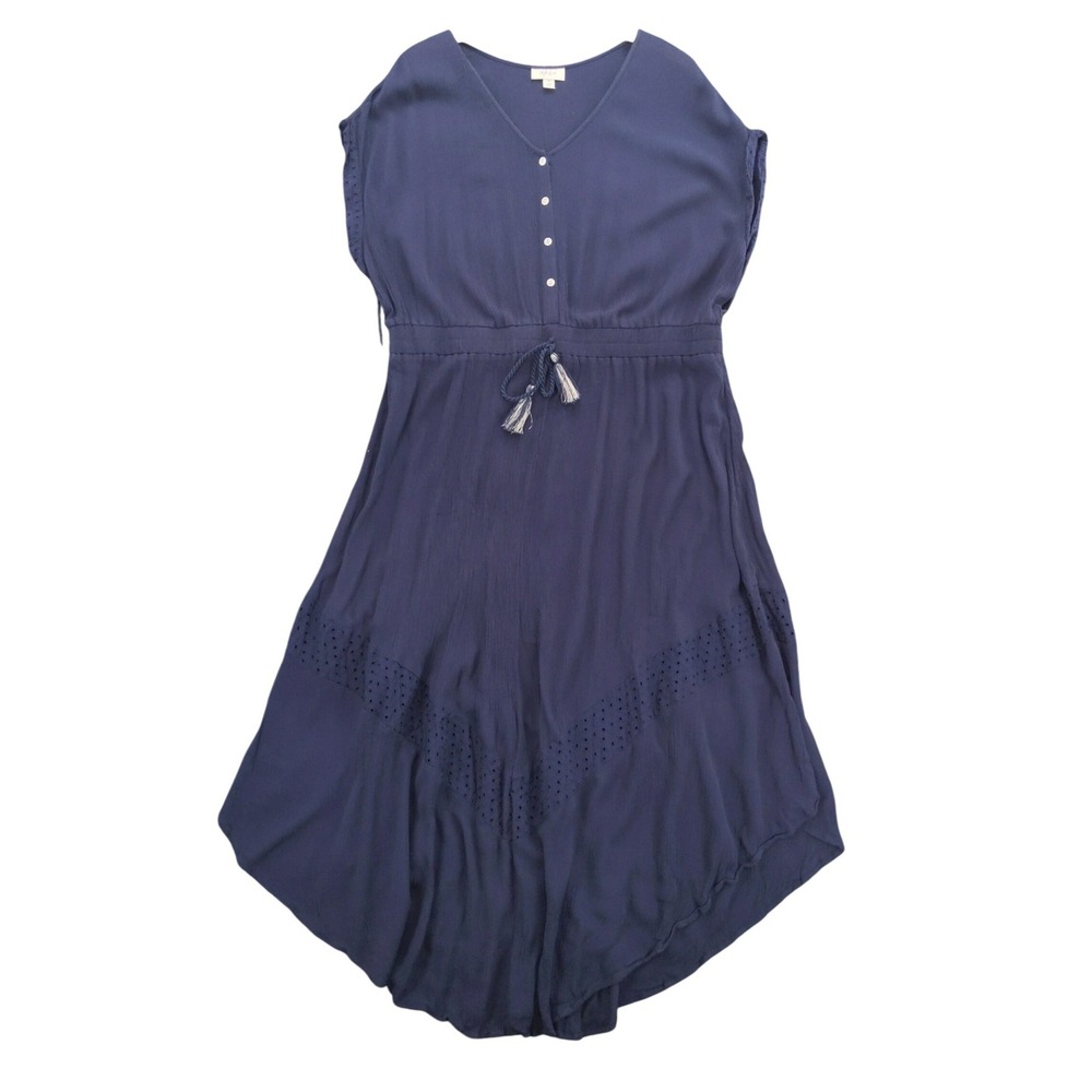 Style & Co Eyelet Lace Gauze Midi Dress Elastic Waist Tassel Tie Plus Size 2X